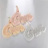 Nouvelle mode DIY personnalisé nom lettre pendentif collier or argent couleur Bling glacé CZ pierre cursive lettres pendentif collier avec chaîne de corde de 3 mm 24 pouces pour hommes femmes