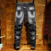 Erkek Kot Slim Fit Streç Vintage Erkekler Hip Hop Pantolon Sonbahar Ve Kış Siyah Motosiklet Yırtık Sıkıntılı Denim Pantolon