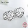 Hollow Line Tree Leaves Heart Simple Stud Earrings For Women 925 Sterling Silver Vintage Charm Jewelry Design Bijoux 210707