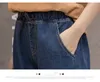 Printemps bleu taille haute Cargo jean grande taille faisceau pied pantalon Streetwear élastique lâche petit ami pantalon 210428