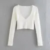 Dames Sweater Sweater Brandy Vrouwen 2021 Herfst Winter Kleding Mode V-hals Lange Mouw Knit Crop Top Casual Pullovers