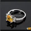 Trzy kamienne pierścienie Jewelryeuropean and American Fashion Classic Aessories Square Princess Diamond inkrustowany z cyrkonem kobiece biżuteria