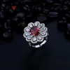 anel de cluster de diamante de flor