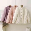 Doce rosa peles casaco de pele feminina inverno vintage vintage colar fofo macio de pele de coelho casaco de pele quente grosso mais tamanho 3xl 211122