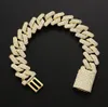 Bracciale con diamanti cubani a maglie cubane placcato oro 14K placcato oro 20MM Braccialetti cubani da uomo con zirconi cubici da 8 pollici 9 pollici224p