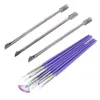 Nail Brushes 7X Acrylic UV Gel Brush Set Art Design Pen Purple & 3 X Scraper Cuticle Pusher