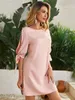 Pearls Cut-out Sleeve Knot Cuff Dress SHE