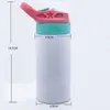 Bicchieri per sublimazione Bicchieri per bambini Regali di Natale Bicchieri per thermos in paglia per bambini in acciaio inossidabile 304 Tazze da 350 ml Bottiglie d'acqua in MDF XD24812