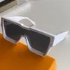 Diseñador Cyclone Gafas de sol Z1547W Montura blanca pura con líneas angulares y diseño de bisel profundo Placa gruesa Decoración de cristal reflectante Clásico para hombre de primera calidad