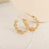Hoop & Huggie Exaggerated Gold Color Metal Twist Chain Dangle Earrings Vintage C Shaped Open Circle Ear Rings Jewelry Gift