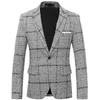 Mode Herren Casual Boutique Wollanzug / Herren Business Plaid Slim Fit Partykleid Blazer Jacke Mantel 220310