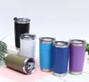 Cores azuis verdes cor-de-rosa caneca de cerveja 20oz tumblers tumblers de aço inoxidável vácuo isolado de parede de vinho de vinho de vinho térmico de vidro com tampas para viagens