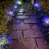8 모드 90/200/120 LED 태양 잔디 램프 구리 와이어 불꽃 놀이 정원 장식 야외 조명 방수 - 화려한; 100LED