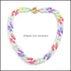 Chains Necklaces & Pendants Jewelry Yamog Ice Cream Mixed Color Short Women Rainbow Buckle Acrylic Clavicle Chain European Female Single Wov