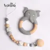 PACIFIERS ELEPHANT SILICONE PENDANT BABY PACIFIER CLIP Personlig namnkedja Beech Beads Tinging Soother Chew Dummy Clips6028922