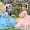 Meninas bonito vestido inchado Princesa de verão crianças para meninas roupa de bebê menina 210515