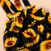 Abbigliamento set 2021 Costine Abbigliamento per neonati a maglia Abbigliamento per neonati Estate Vestiti Set Ruffles Top + Floral Sunflower Bow Spender Short Outfit