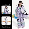 جاكيتات التزلج على الملابس الصغار 'فتيات الملابس الصغار مقاوم للماء و Snowbib Snowsuit وضع الأطفال الشتاء في الهواء الطلق معاطف الثلج الدافئ الدفء -20-30 درجة