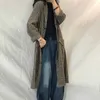 Wiosna Jesień Sztuki Styl Kobiety Luźne Paski Długi Trench Coat Pojedynczy Bringed Bawełniane Pościel Vintage Coats Femme M310 210512