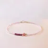 Fili di perline Ultra-Fine 3mm Quarzo fragola Braccialetto di cristallo rosa bianco Femminile 14K Lucky Beads Ultra-Fine Summer Design Sense Niche