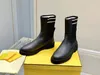 2021 elastic knitted women's boots leather rubber outsole tube height 8cm flat heel Size 35-40