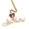 Anpassad namn A-Z Heart Cursive Letter Photo Pendant Halsband för män Kvinnor Gåvor med 24-tums repkedja