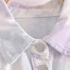 BBWM Fashion Women Denim Long Sleeves Lapel BF Style Jacket Spring Elegant Tie-Dye Purple Powder Loose Casual Short Jackets 210520