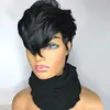Perruques courtes coupe lutin ondulées péruviennes Remy cheveux humains Bob perruque pour les femmes couleur noire pleine Hine faite quotidiennement