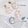 10 pcs / saco esmalte charme star lua com pérola mini satélite encantos pingente para brincos de menina jóias fazendo pendurar