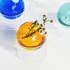 Vases en verre Vase décoratif couleur rond hydroponique décoration de la maison accessoires salon Mini bureau ornement décor