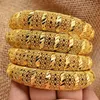 4pcs/lot Bangles Ethiopian Gold Color Bangle for Women Dubai Bride Wedding Bracelet African Arab Jewelry Middle East Q0717