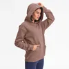 Sport Fitness Hoodies Lu123 Donne autunno inverno inverno con cappuccio con cappuccio con palestra solida palestra con sudore caldo femme yoga felpa jacke7641455