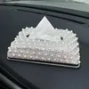Tissue Boxes & Napkins Sparkling Pearl Rhinestone Napkin Holder Home Car Styling Bling Leather Box For Luxury Girl Accessories