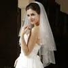 Véu de nupcial Veu De Noiva Elegante Chegada 2021 Fingertip Two-Tier Wedding Veil Bead Acessórios Vail Velos Novia