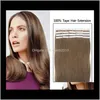 19 Colors Indian Hair Skin Weft Remy Double Sided Tape In On Human Hair Extensions 20Pcs/Lot 6Ldhj 16Qyg
