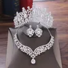 Barock Kristall Wasser Tropfen Braut Schmuck Sets Strass Tiaras Krone Halskette Ohrringe für Braut Hochzeit Dubai Schmuck Set257S