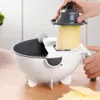 Multifunktionale Magic Rotate Gemüseschneider mit Ablaufkorb Küche Veggie Obst Shredder Reibe Slicer Küchengerät Set 210319