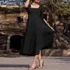 Casual Dresses Vintage Frauen Kleid 2022 Sommer Baumwolle Maxi Vestidos Solide Kurzarm Sommerkleid A-Linie Urlaub Übergroße Robe 7