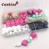 Baby Silicone bijtring DIY Crafts Set Fopspeen Clips Speelgoed Veilige en Natuurlijke Hexagon Beads Ketting Hangers 211106