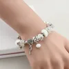Strands creative DIY 18cm-21cm bracelet heart key pendant white diamond large hole beaded accessories wholesale