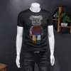 Sıcak Elmaslar Ayı T-shirt Erkekler 2022 Yaz Yeni Ağır Teknoloji Yüksek Kaliteli Ince Rahat Kısa Kollu Erkek Streetwear Üst Giysi Siyah Beyaz M-5XL