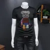 Hot Diamonds Bear T-shirt Homens Verão Nova Tecnologia Pesada de Alta Qualidade Slim Casual Manga Curta Masculina Streetwear Top Roupas Preto Branco M-5XL