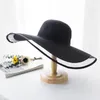 Chapéus de borda larga 15 cm chapéu de palha lace praia mulheres moda senhoras verão 2021 uv proteção dobrável sol shade tampão
