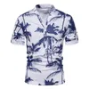 Aiopeson Hawaii Style T-shirts Män Sommar Casual Stand Collar 100% Bomull S T-tröja Mode Högkvalitativa kläder 210706