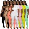 Kvinnor Designerkläder Jumpsuits Rompers Off Axel Tracksuits Solid Color Asymmetric Pit Strip Chest Wrapped Jackor Split Pants Three Piece Suit