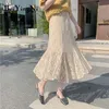 BEYNI hög midja kjol spets vit vintage mode elegant foder sjöjungfrun kjolar kvinna svart sexig midi koreansk faldas mujer 210629
