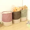 Zakka 3 Storlekar Beam Port Linen Multi-Function Handel Staplable Storage Barrel Laundry Basket Toy Storage Box 210609