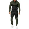 2 PCS hoodies set jogger costumes hommes Automne Survêtement Patchwork Zipper Print Top + Cordon Pantalon Ensembles Sportswear Suit Bluza # guahao X0322