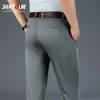 Высокое качество мужские прямые повседневные брюки пружины бизнес прямой стрейч свет серый хаки черные брюки мужской размер 42 211201