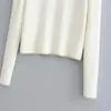 Elegante donna chic dolcevita bianco con spalle scoperte maglione corto moda casual maglieria pullover per donna streetwear 210520